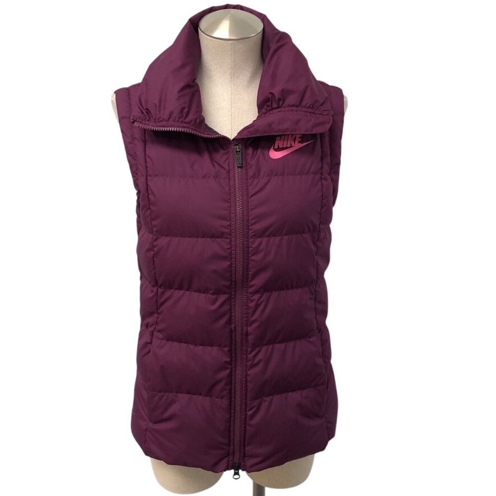 Nike Puffer Vest Womens Small Tall Purple Down Fill Sleeveless Full Zip Gorpcore